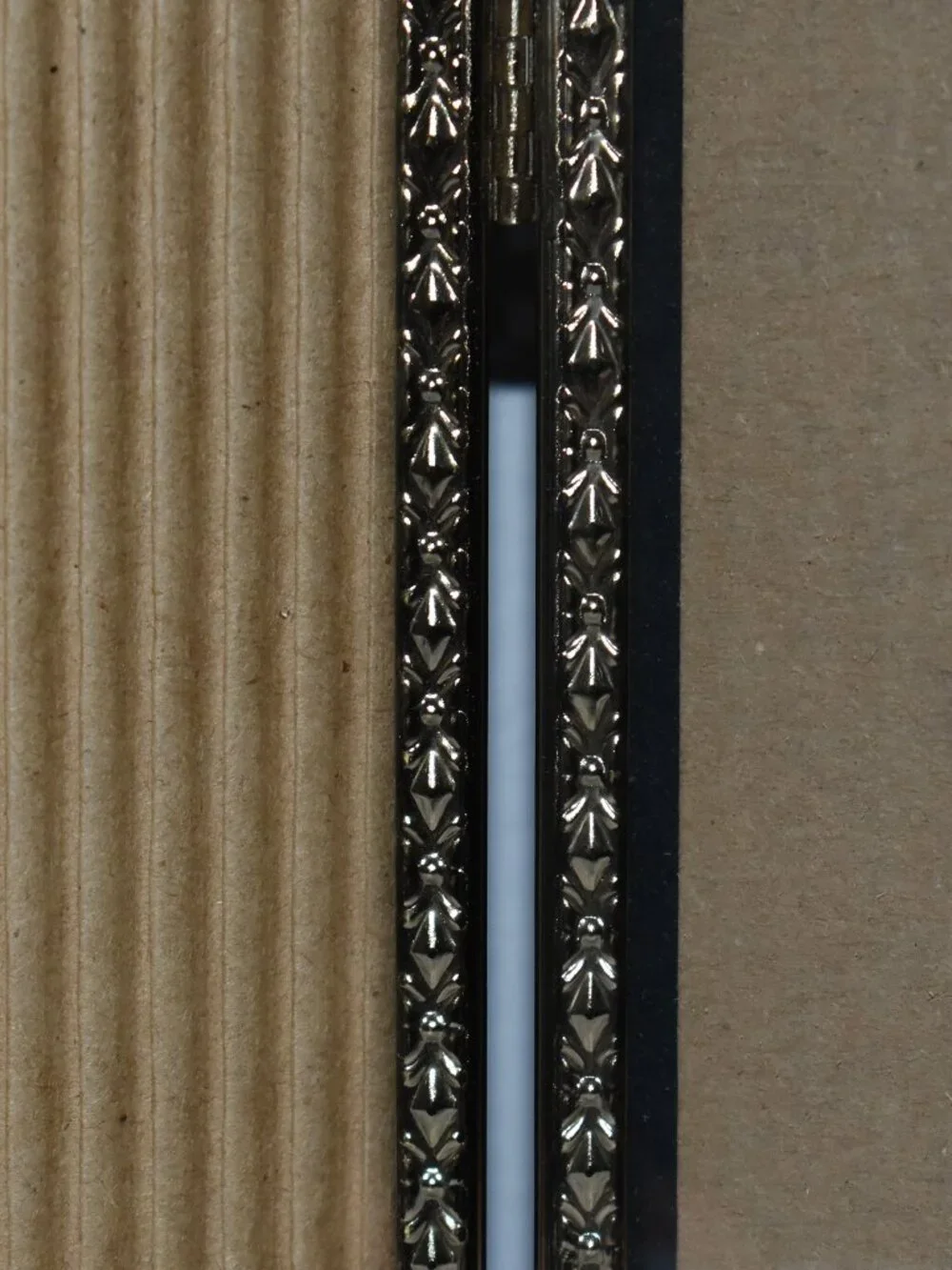 Antique Vintage Folding Brass Plated Steel Metal Double Picture Frame Decor